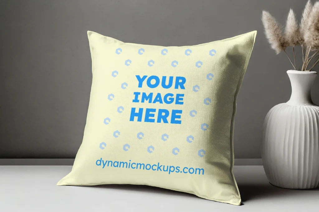 Cream Square Pillow Cover Mockup Template