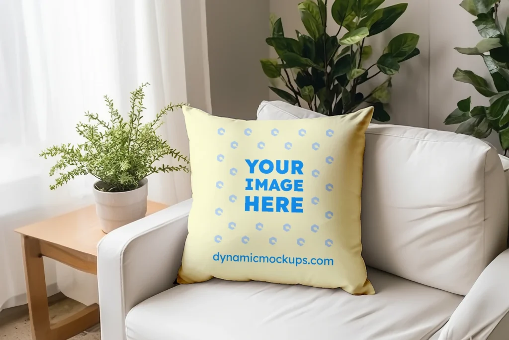 Cream Square Pillow Cover Mockup Template