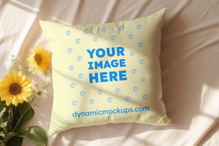 Cream Square Pillow Cover Mockup Template