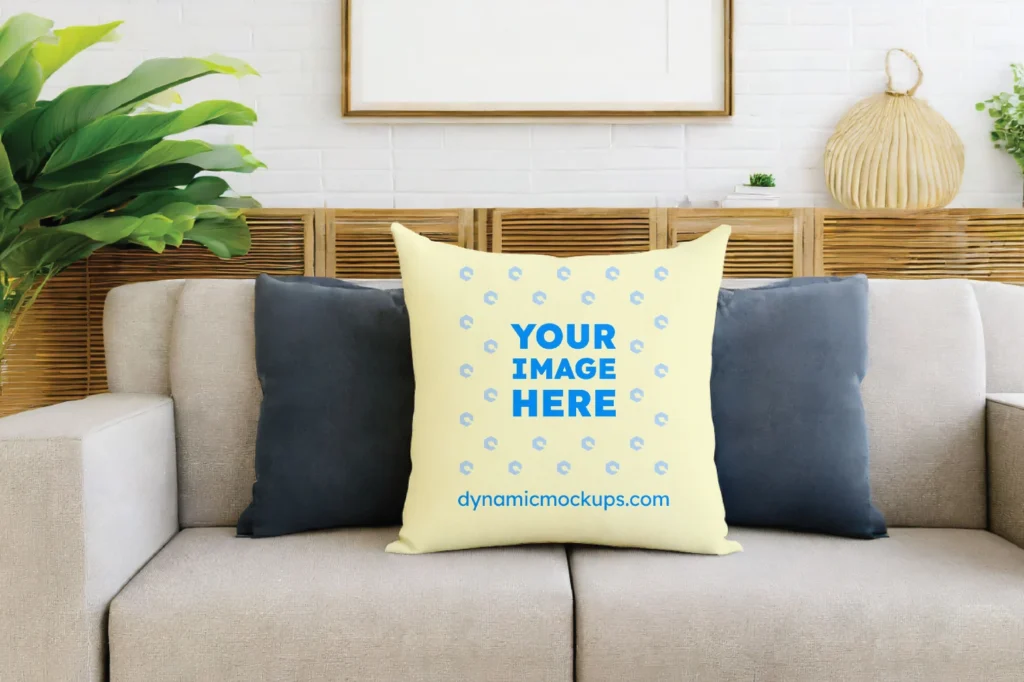 Cream Square Pillow Cover Mockup Template