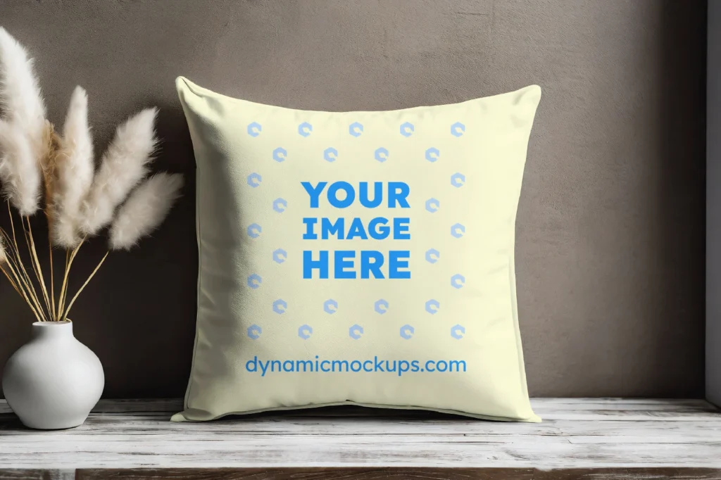 Cream Square Pillow Cover Mockup Template