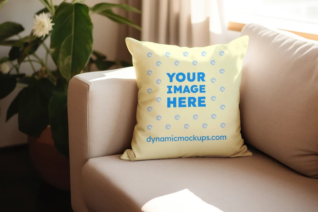 Cream Square Pillow Cover Mockup Template