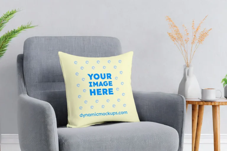 Cream Square Pillow Cover Mockup Template