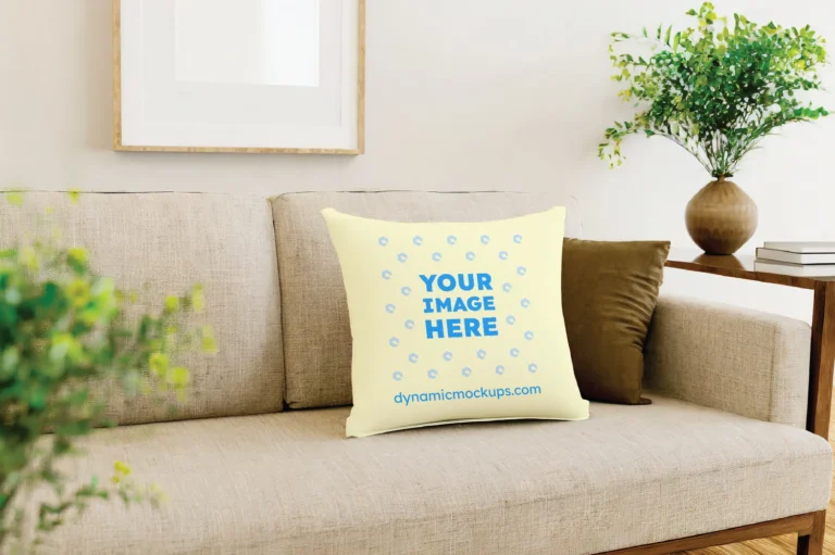 Cream Square Pillow Cover Mockup Template