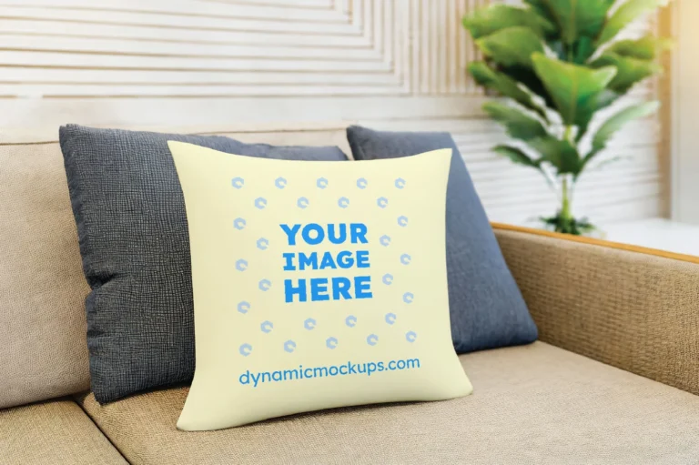 Cream Square Pillow Cover Mockup Template