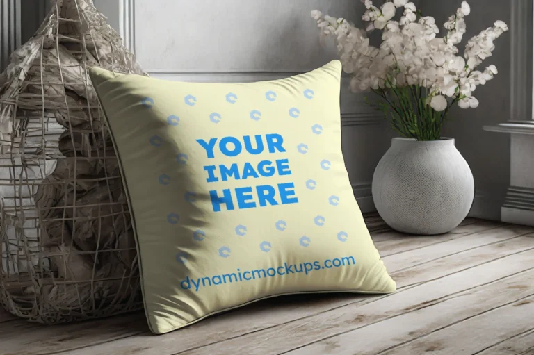 Cream Square Pillow Cover Mockup Template