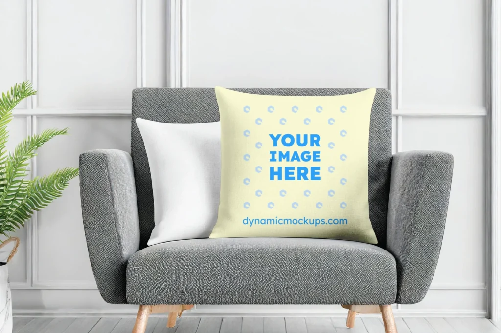 Cream Square Pillow Cover Mockup Template