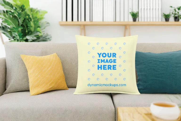 Cream Square Pillow Cover Mockup Template