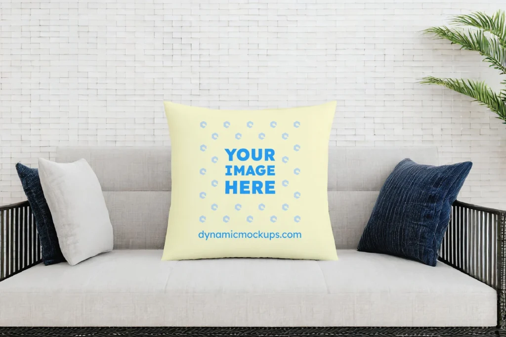 Cream Square Pillow Cover Mockup Template