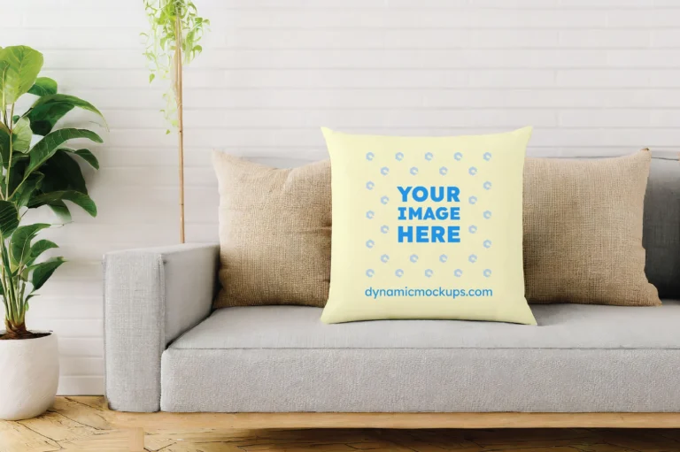 Cream Square Pillow Cover Mockup Template