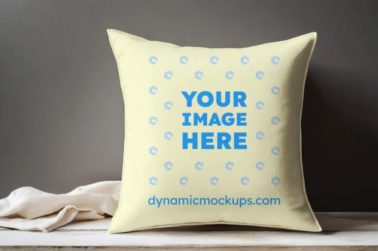 Cream Square Pillow Cover Mockup Template