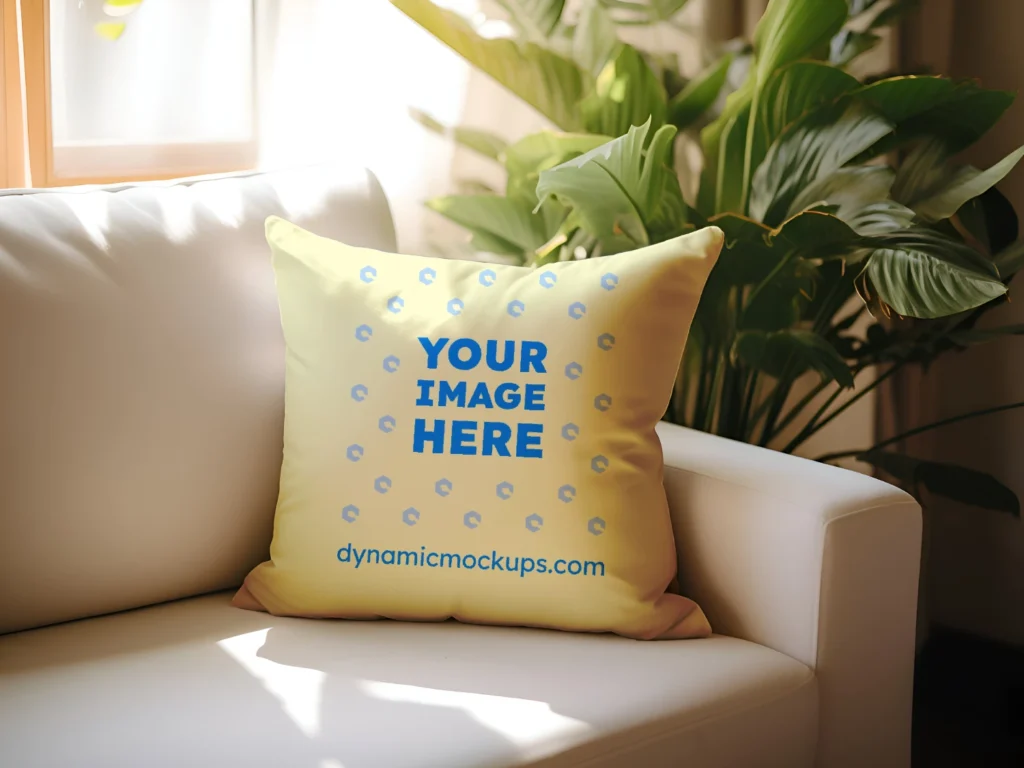 Cream Square Pillow Cover Mockup Template