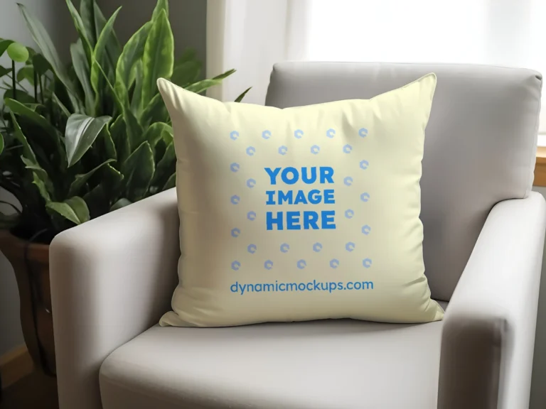 Cream Square Pillow Cover Mockup Template