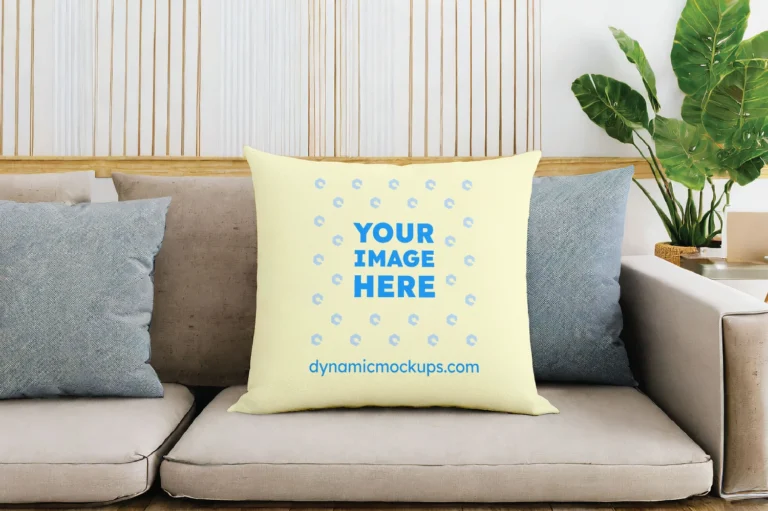 Cream Square Pillow Cover Mockup Template