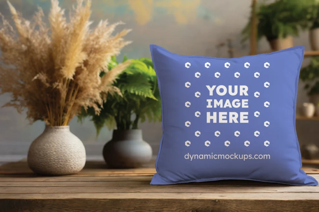 Dark Blue Square Pillow Cover Mockup Template