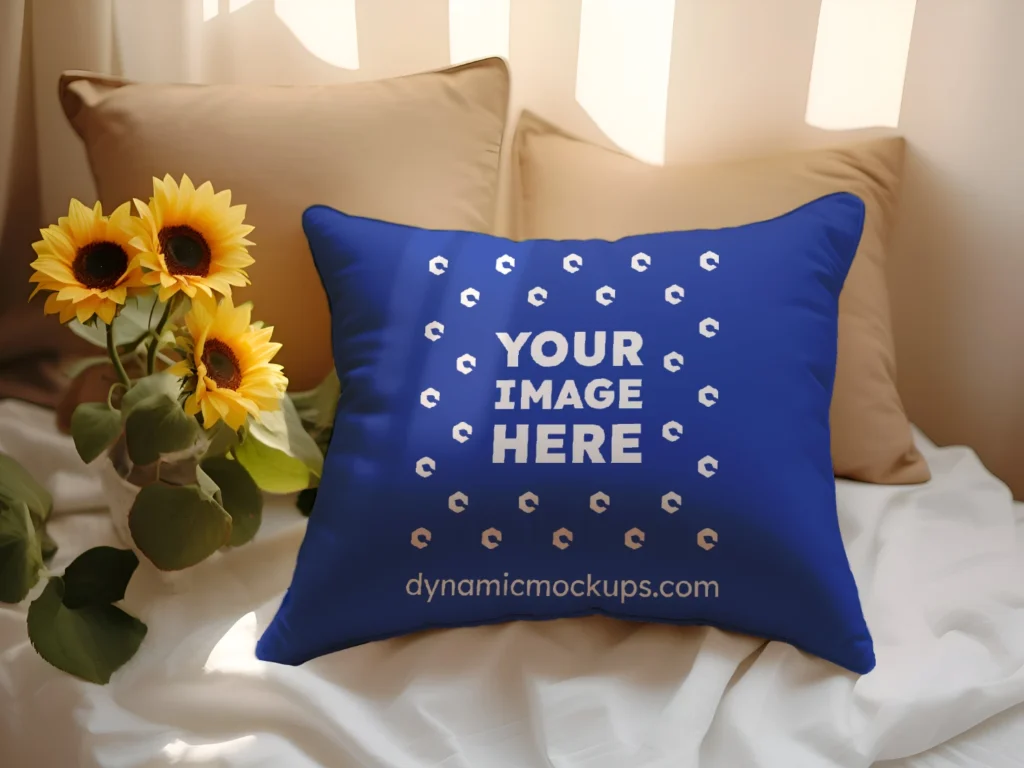 Dark Blue Square Pillow Cover Mockup Template