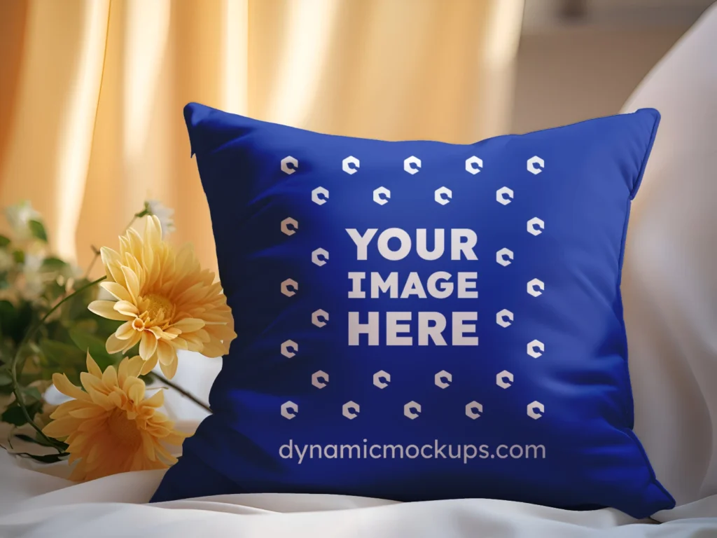 Dark Blue Square Pillow Cover Mockup Template