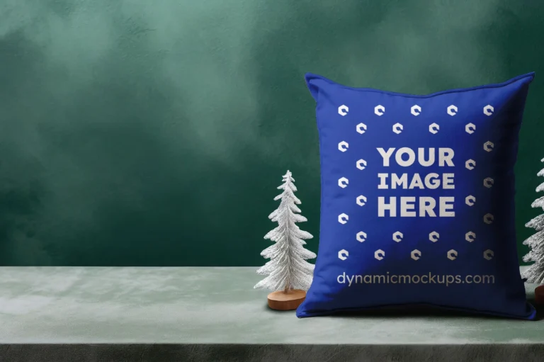 Dark Blue Square Pillow Cover Mockup Template