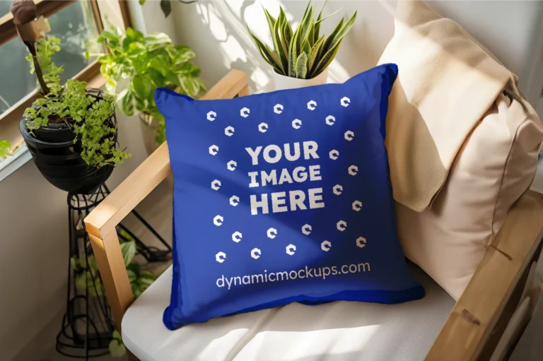 Dark Blue Square Pillow Cover Mockup Template