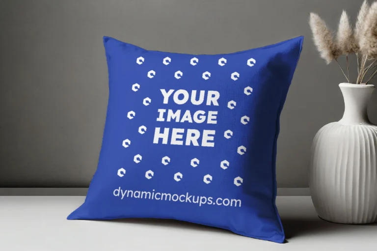 Dark Blue Square Pillow Cover Mockup Template