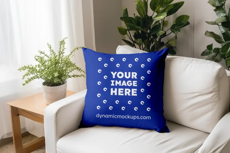 Dark Blue Square Pillow Cover Mockup Template