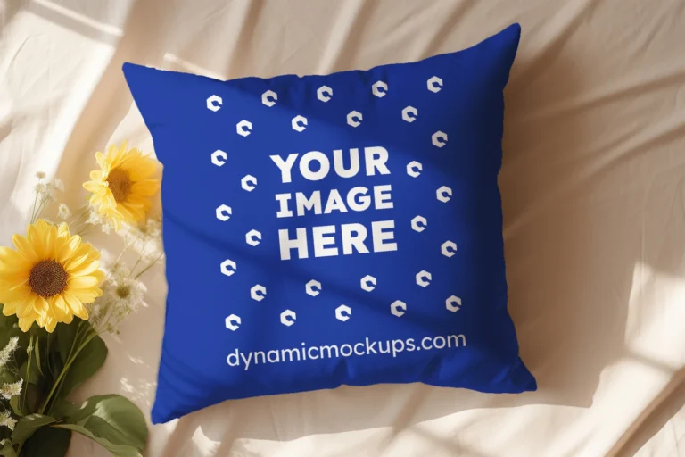 Dark Blue Square Pillow Cover Mockup Template