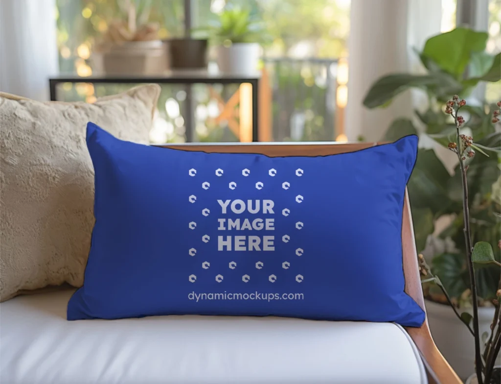 Dark Blue Square Pillow Cover Mockup Template