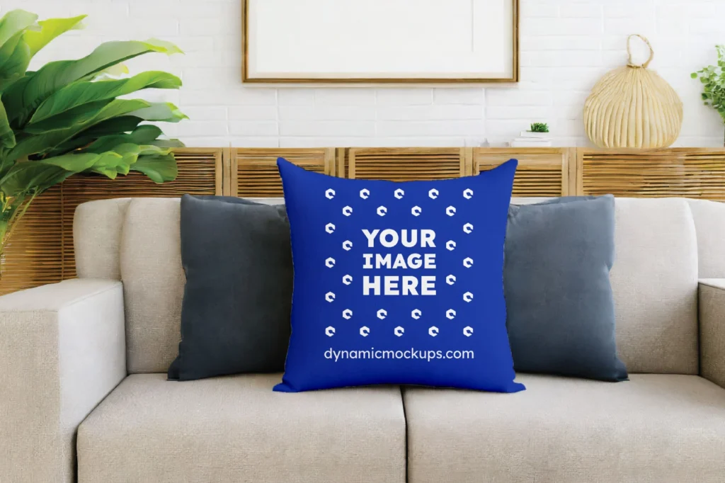 Dark Blue Square Pillow Cover Mockup Template