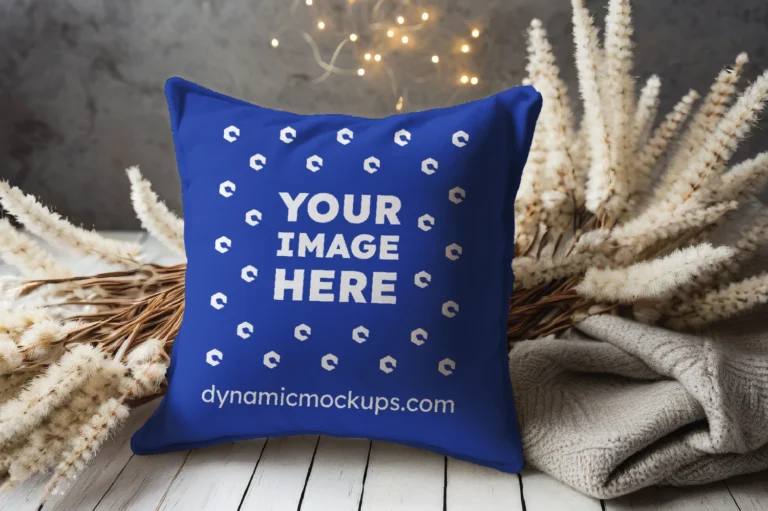 Dark Blue Square Pillow Cover Mockup Template