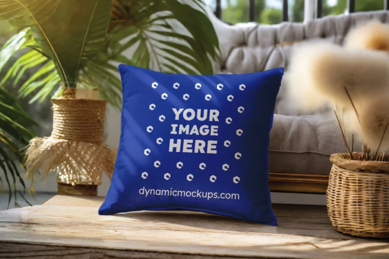 Dark Blue Square Pillow Cover Mockup Template