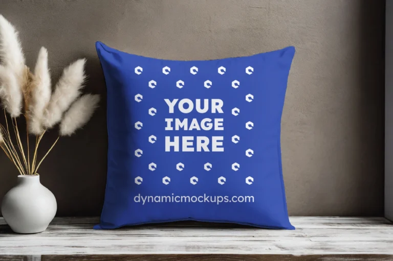 Dark Blue Square Pillow Cover Mockup Template