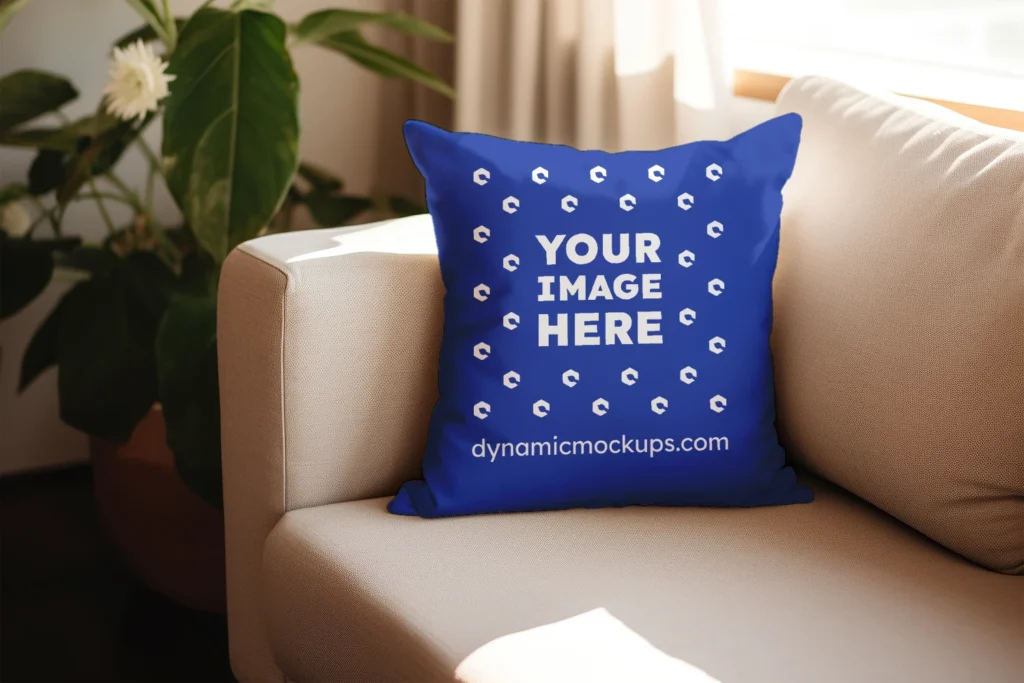 Dark Blue Square Pillow Cover Mockup Template