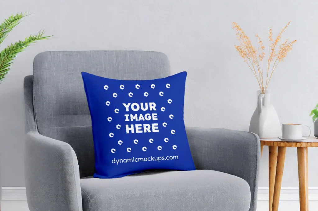 Dark Blue Square Pillow Cover Mockup Template