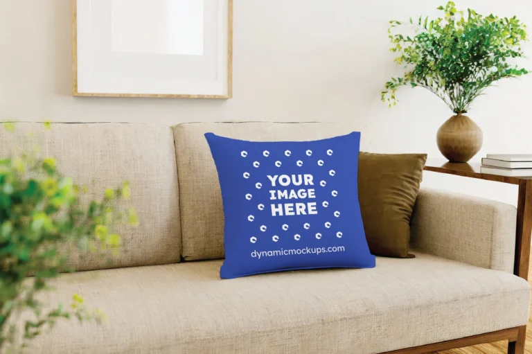 Dark Blue Square Pillow Cover Mockup Template