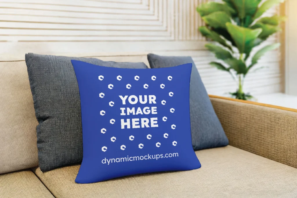 Dark Blue Square Pillow Cover Mockup Template