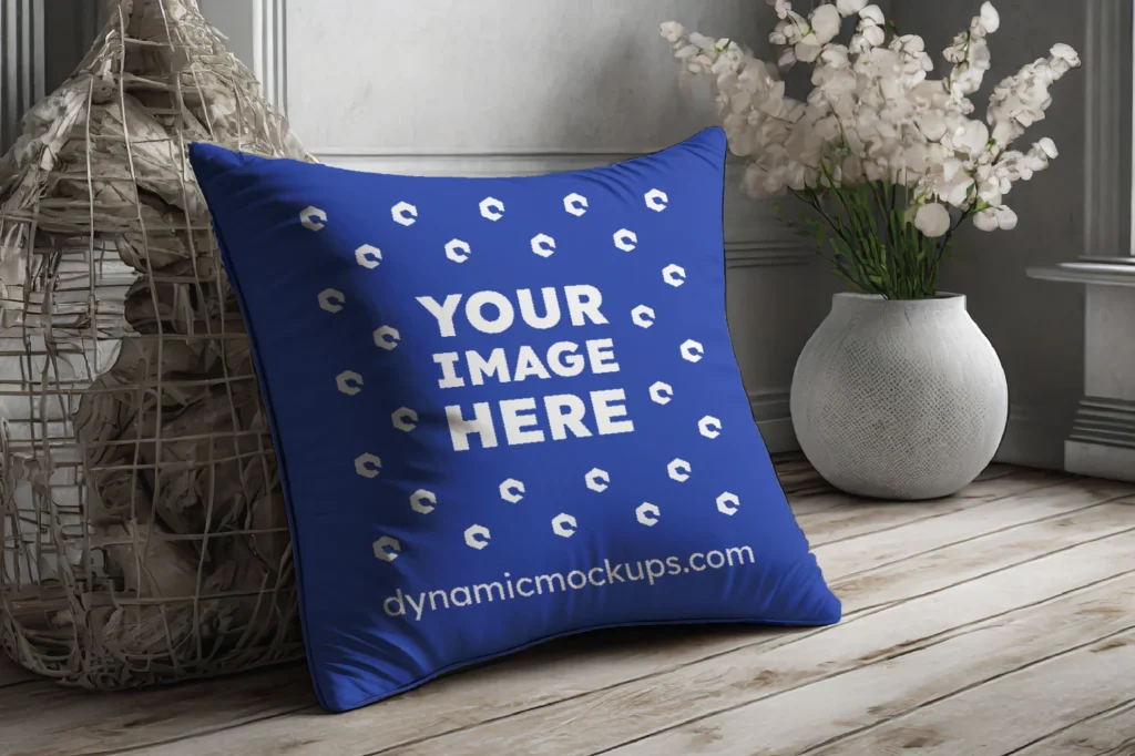 Dark Blue Square Pillow Cover Mockup Template