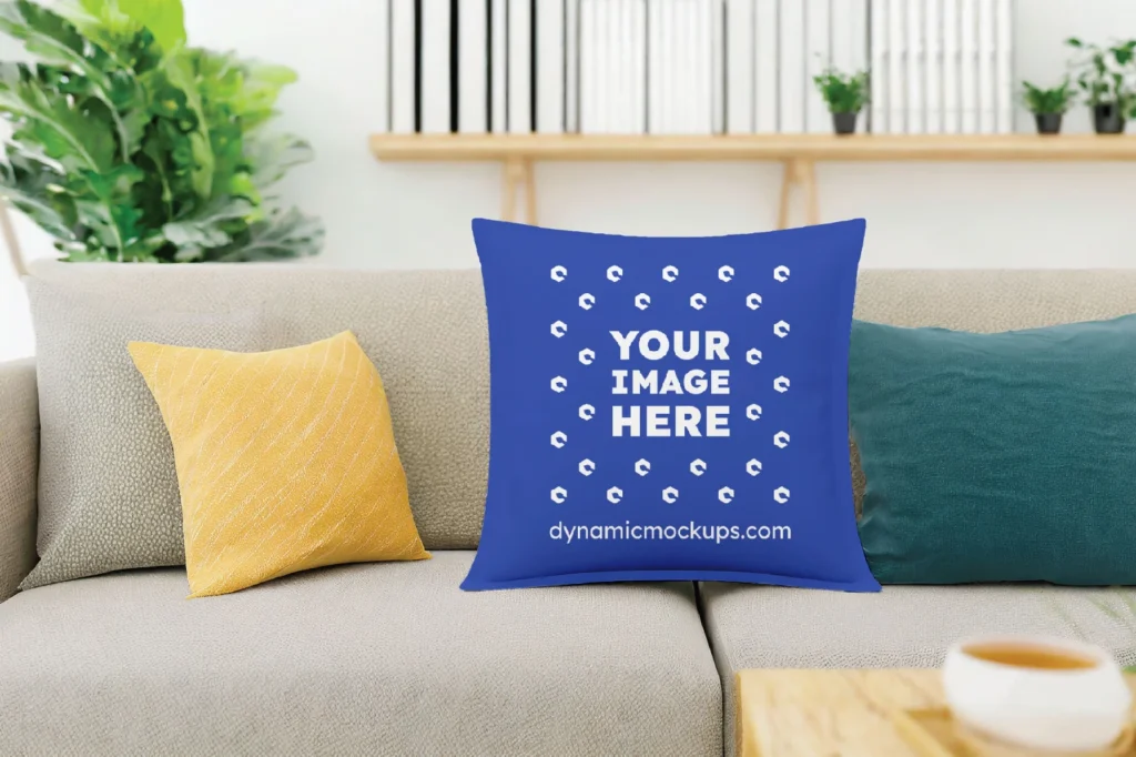 Dark Blue Square Pillow Cover Mockup Template