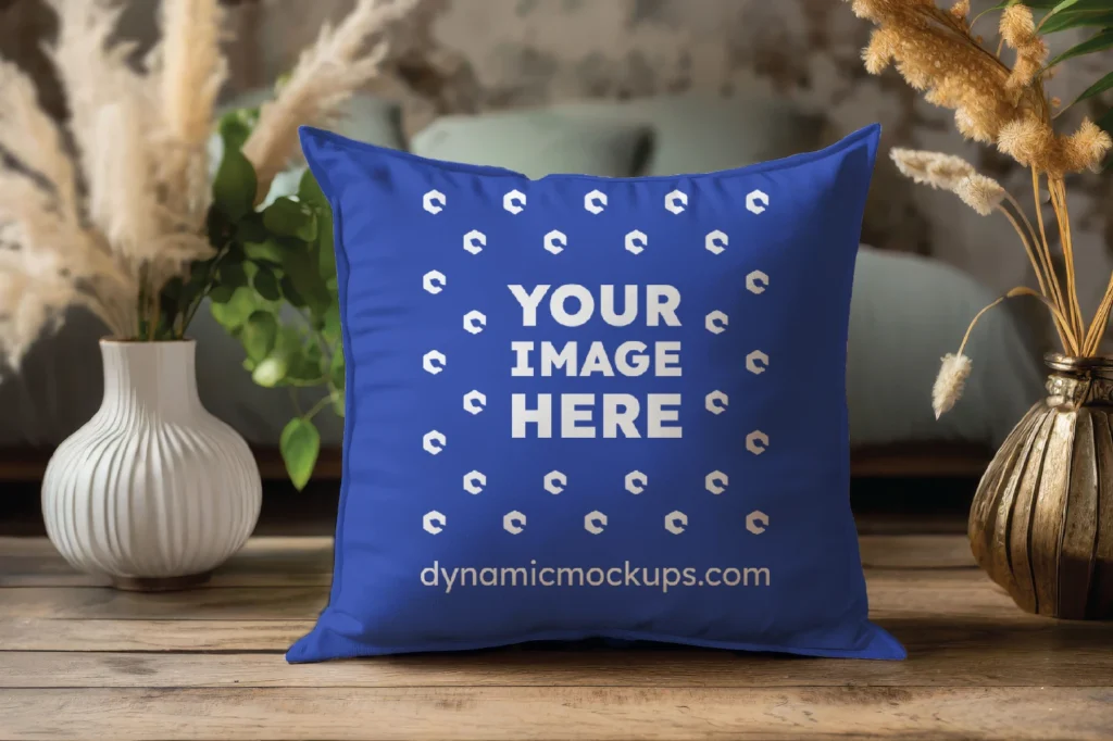 Dark Blue Square Pillow Cover Mockup Template