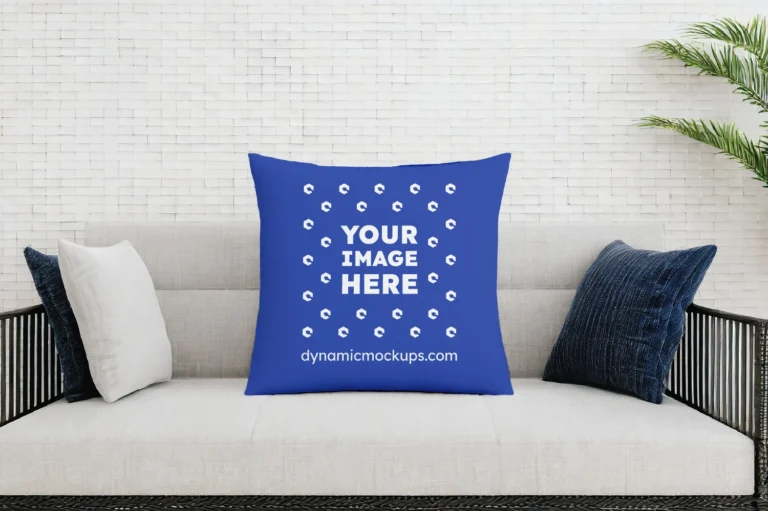 Dark Blue Square Pillow Cover Mockup Template