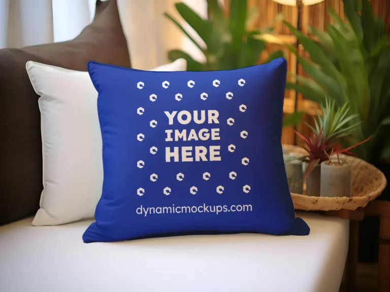 Dark Blue Square Pillow Cover Mockup Template