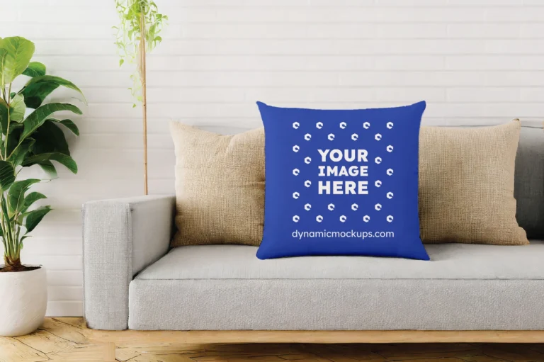 Dark Blue Square Pillow Cover Mockup Template