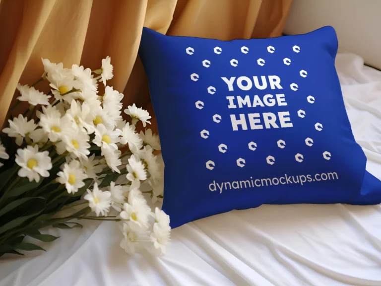 Dark Blue Square Pillow Cover Mockup Template