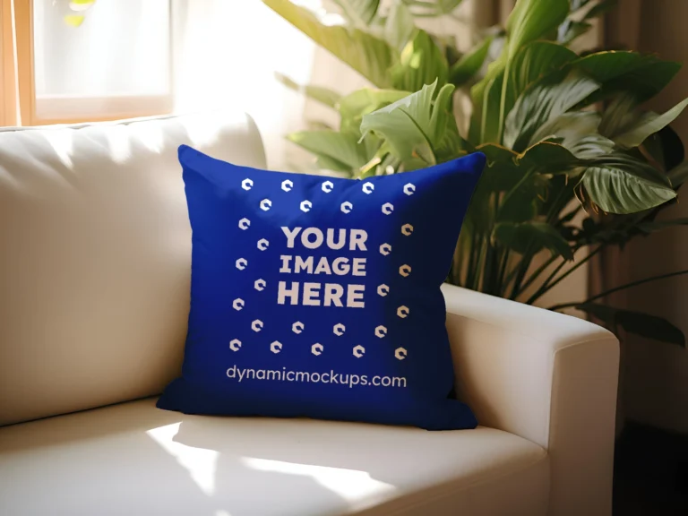 Dark Blue Square Pillow Cover Mockup Template