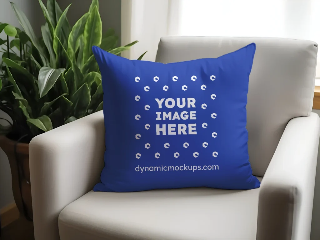 Dark Blue Square Pillow Cover Mockup Template