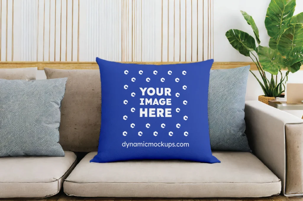 Dark Blue Square Pillow Cover Mockup Template