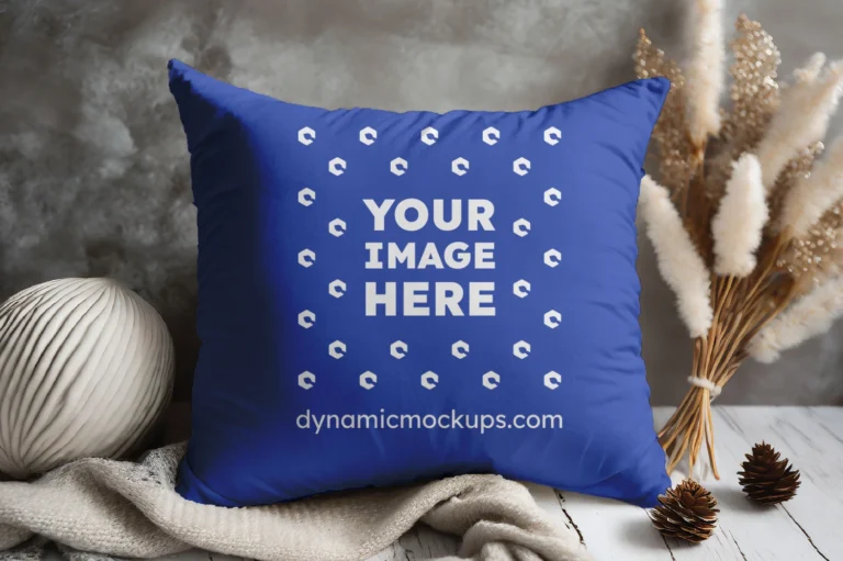 Dark Blue Square Pillow Cover Mockup Template