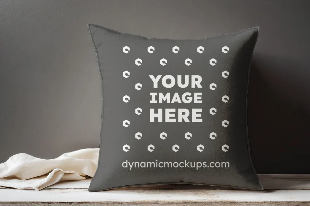 Dark Gray Square Pillow Cover Mockup Template