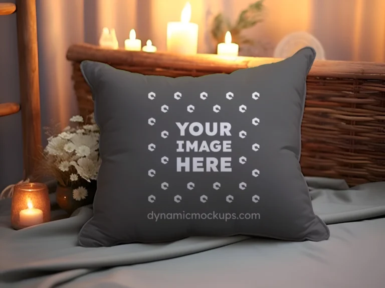 Dark Gray Square Pillow Cover Mockup Template