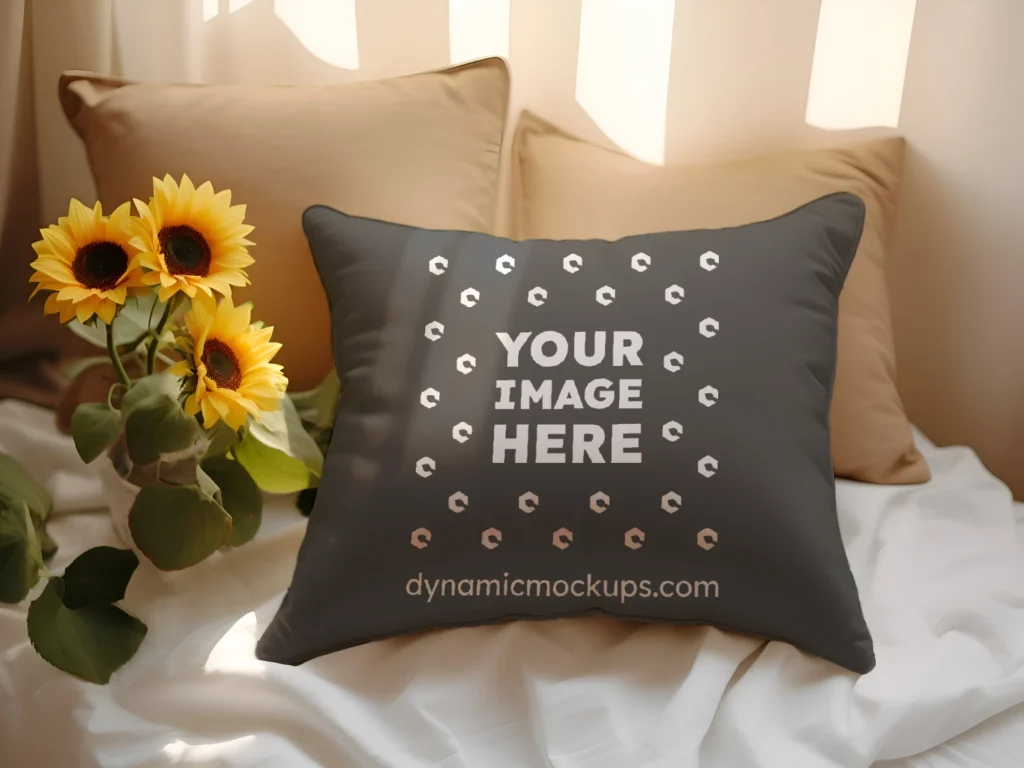 Dark Gray Square Pillow Cover Mockup Template