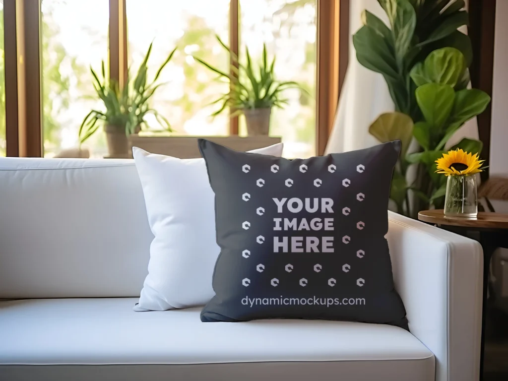 Dark Gray Square Pillow Cover Mockup Template